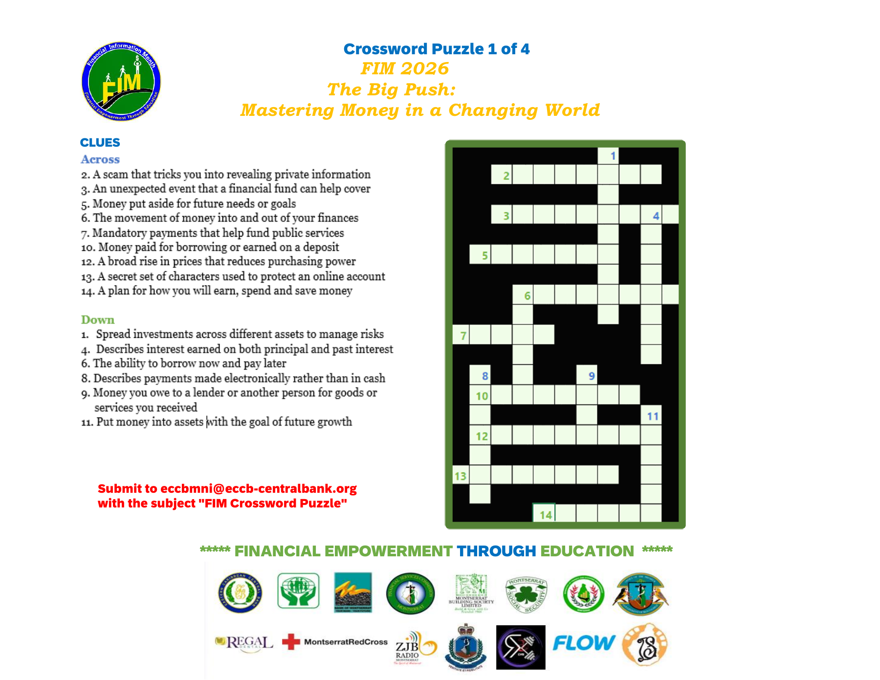 Preview of the FIM 2026 crossword puzzle. Open or download the PDF to read the clues and complete the puzzle.